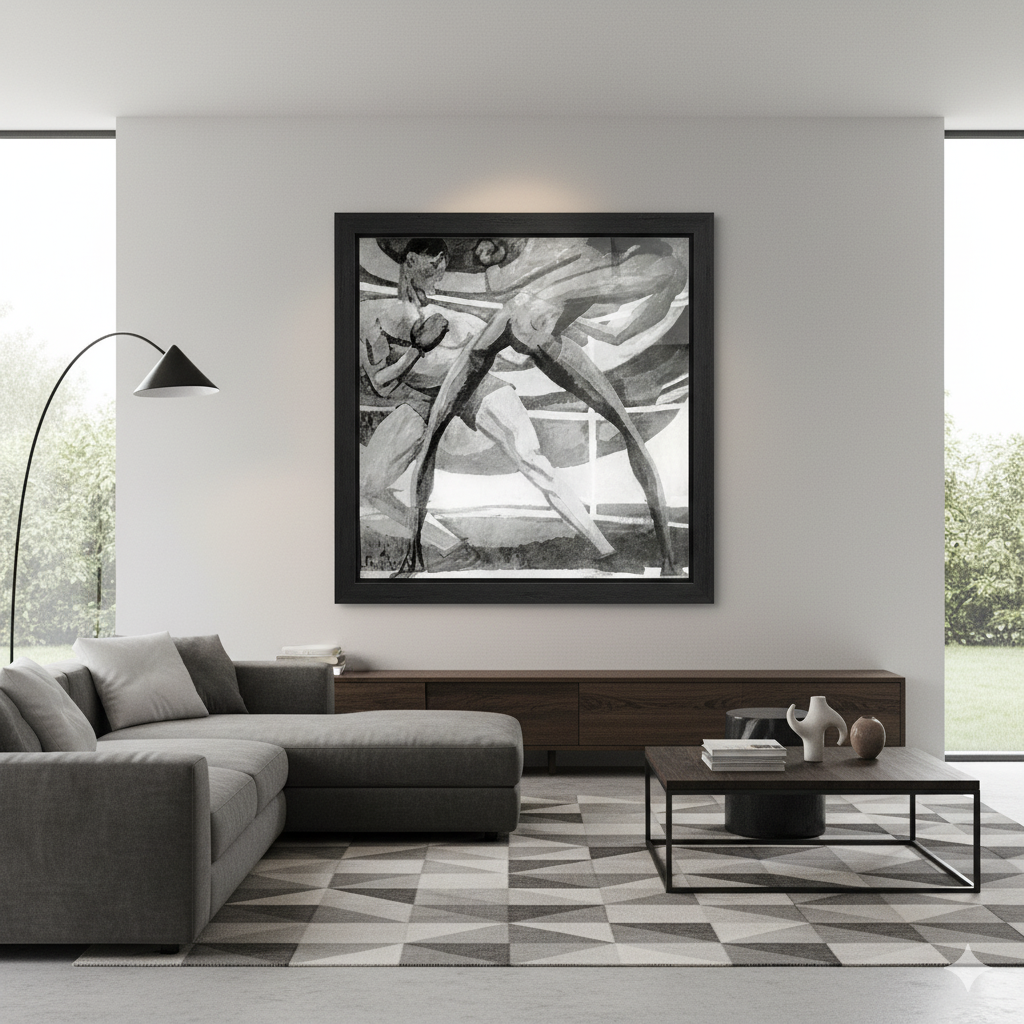 Vintage Boxing Art Print | "The Boxers" (1911) | Cubist Sports Wall Decor | High-Res Digital Download