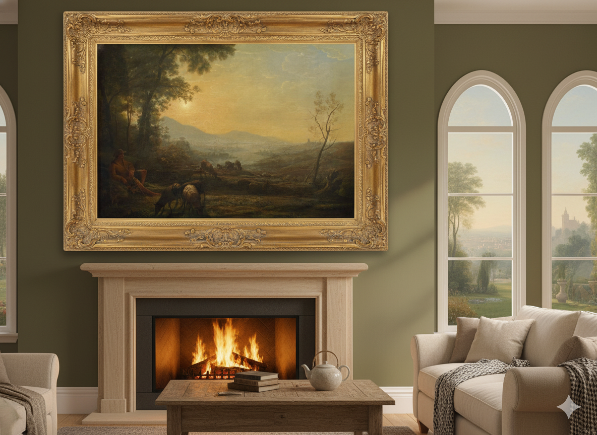 "The Herdsman" Classical Landscape Print | Vintage Pastoral Oil Painting | Dark Academia Decor | Digital Art